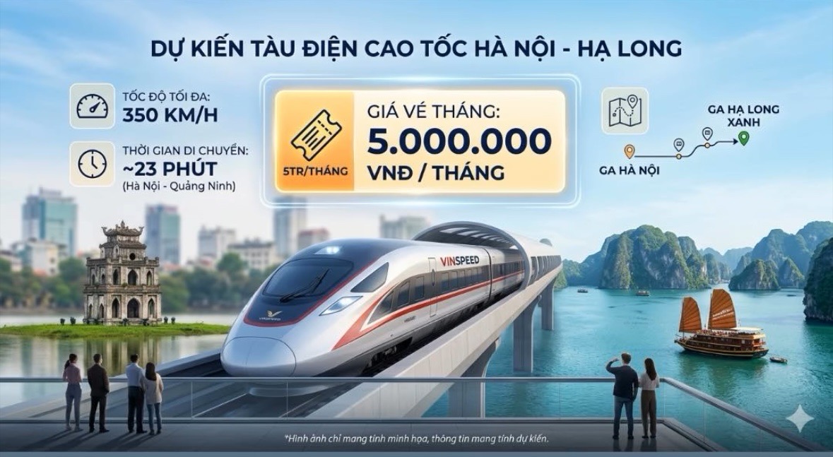Giá vé đường sắt tốc độ cao Hà nội -Quảng Ninh chỉ 5 triệu đồng /tháng dành cho cư dân Vinhomes hạ long xanh